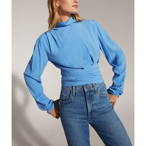 Favorite Daughter 'The Ingrid' Blue Crepe Blouse Size S